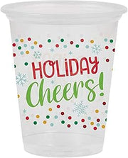 Creative Converting Christmas Plastic Cups, 16 oz. | Clear | 8 Pcs.