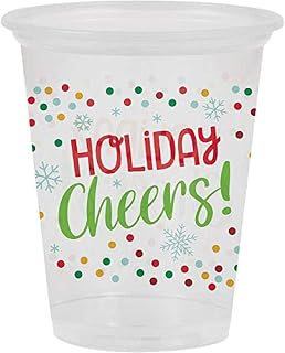 Creative Converting Christmas Plastic Cups, 16 oz. | Clear | 8 Pcs.