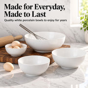 DOWAN Porcelain Serving Bowls, 90 39 26 10 Ounce Capacities, Soft White