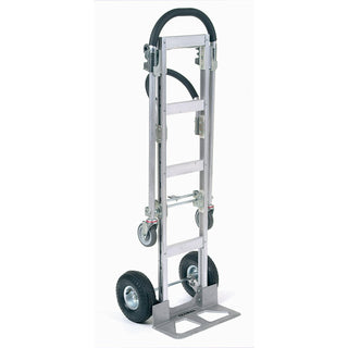 Aluminum 2-in-1 Convertible Hand Truck with Pneumatic Wheels - Senior by Global Industrial – 19"L x 63"W x 9"H, Aluminum, Gray, Model 241666