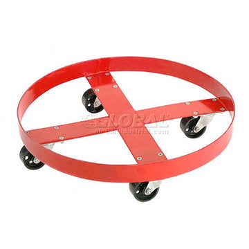 Steel Drum Dolly for 30 Gallon Drum by Global Industrial – 19"L x 19"W x 3"H, Alloy Steel, Orange, Model 101321