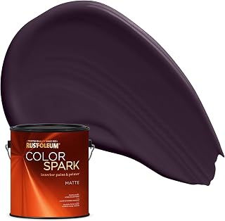 Rust-Oleum Color Spark Paint & Primer, Hocus Pocus, Matte | Deep dramatic plum-purple. One-coat coverage for walls, trim & ceilings; washable & durable. Gallon.