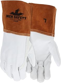 MCR Safety Leather Welding Work Glove, CV (Competitive Value) C + Grade Grain Cow Leather, Gauntlet Cuff, MIG/TIG, 4955