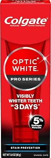 Colgate Optic White Pro Series Stain Prevention Hydrogen Peroxide Toothpaste, Teeth Whitening Toothpaste, Effectively Removes Tea, Coffee, and Wine Stains, Enamel-Safe for Daily Use, 3.0 oz