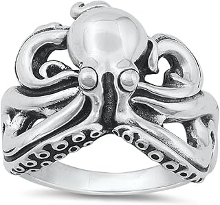 CloseoutWarehouse 925 Sterling Silver King Octopus Ring