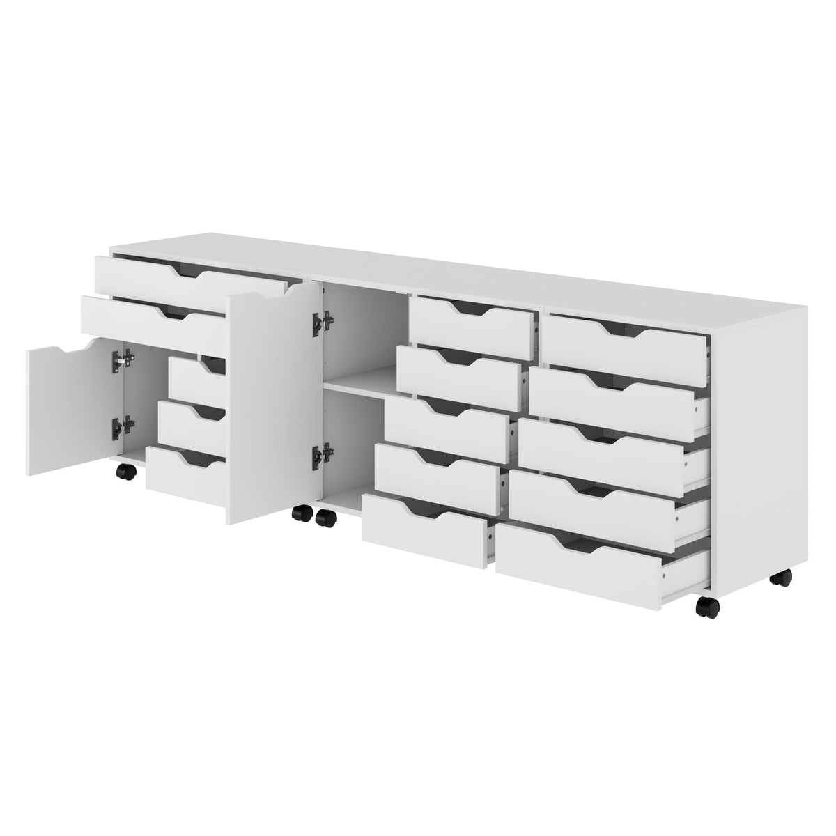 Winsome White / 2 Doors, 15 Drawers / Transitional Storage Drawer Units