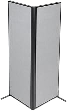 Global Industrial 24-1/4"W x 72" H Freestanding 2-Panel Corner Room Divider, Gray