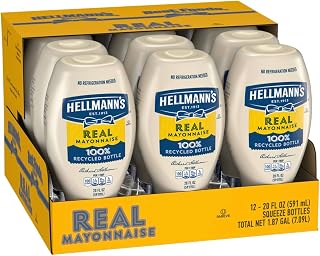 HELLMANN'S Real Mayonnaise Squeeze Bottles, 20 Fl Oz, 12 Pack