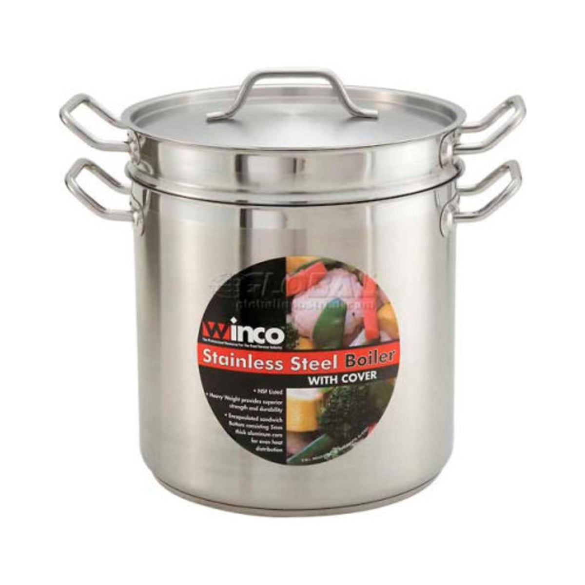 12 Qt. Master Cook Double Boiler W/ Cover by Winco – 12 Quarts, Stainless Steel, Silver, Model SSDB-12