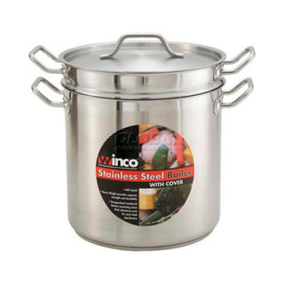12 Qt. Master Cook Double Boiler W/ Cover by Winco – 12 Quarts, Stainless Steel, Silver, Model SSDB-12