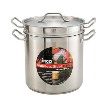 12 Qt. Master Cook Double Boiler W/ Cover by Winco – 12 Quarts, Stainless Steel, Silver, Model SSDB-12