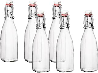 Bormioli Rocco 8.5oz Swing Bottle (Set of 6) - Reusable Glass Bottles with Airtight Leakproof Swing Tops, BPA-Free Bottle, Great for Homemade Syrups, Dressings, Infused Oils, Fresh Juices