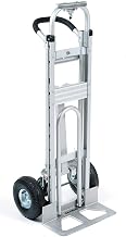 Aluminum 3-in-1 Convertible Hand Truck with Pneumatic Wheels by Global Industrial – 54"L x 19.5"W x 7"H, Aluminum, Gray, Model CP585-385