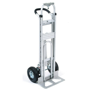 Aluminum 3-in-1 Convertible Hand Truck with Pneumatic Wheels by Global Industrial – 54"L x 19.5"W x 7"H, Aluminum, Gray, Model CP585-385
