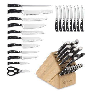 Classic Ikon 20-Piece Knife Block Set by Wüsthof – 20-Piece Block Knife Set, High Carbon Stainless Steel, Black, Pack of 20, Model 1090372001
