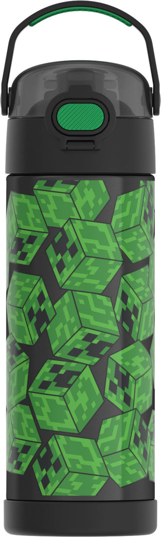 FUNTAINER Water Bottle with Spout by THERMOS – 16 Ounces, 16.0 fluid_ounces, Stainless Steel, Minecraft, Model F41101MIB6