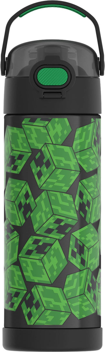 FUNTAINER Water Bottle with Spout by THERMOS – 16 Ounces, 16.0 fluid_ounces, Stainless Steel, Minecraft, Model F41101MIB6