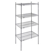 Shelving Unit with 4-Shelves Dark Grey Wire- 36" L x 24" W x 63" H by HUBERT – Alloy Steel, Flint, Model K2436-3F