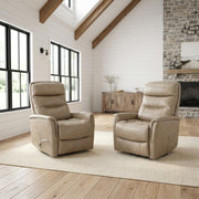 Beige Linen Swivel Glider Recliner Two Pack by Starlight Canyon Home – 90% Polyester, 10% PU (W), Beige, Pack of 2