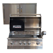 32" Natural Gas Grill with Made in USA 30" Double Door Package Deal by Lion Premium Grills – Stainless Steel, Model L75000