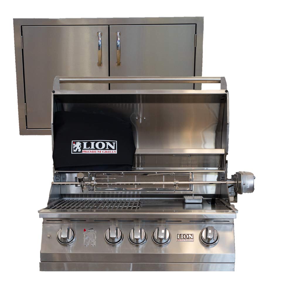 32" Natural Gas Grill with Made in USA 30" Double Door Package Deal by Lion Premium Grills – Stainless Steel, Model L75000