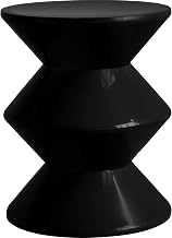 LeisureMod Aura Collection Modern Round Side Table - Black ABS Plastic Double-Hourglass Pedestal - No Assembly Weatherproof Accent Furniture for Living Room, Patio & Outdoor Decor