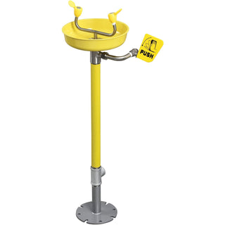 Emergency Eyewash by Global Industrial – 15"L x 13"W x 36"H, ABS Plastic/Galvanized Steel/Stainless Steel, Yellow, Model 708382