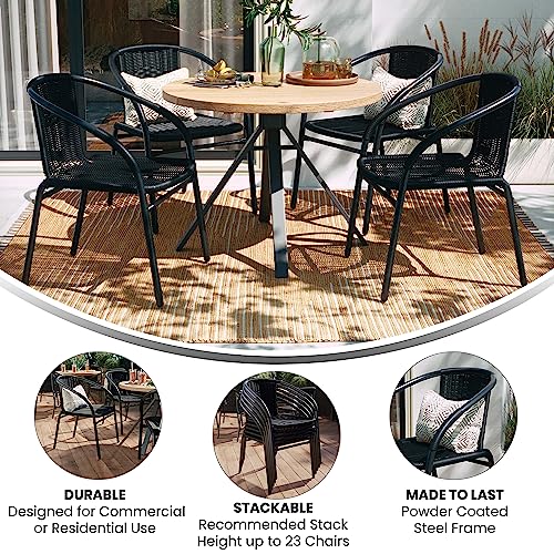 Flash Furniture Black / Set of 4 / Contemporary Patio Dining Chairs