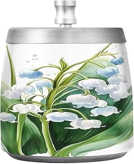 Lily Of The Valley Watercolor Splash Ashtray with Lid, Outdoor Ashtrays for Patio