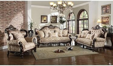 Jade 2-piece Living Room Set with Wooden Accents