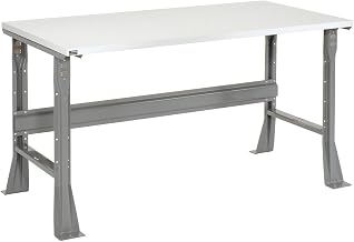 Global Industrial Fixed Height Workbench Flared Leg, 72" W x 36" D x 34" H, 1-1/4" ESD Square Edge, Gray