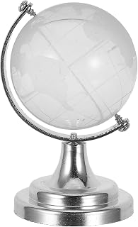 Garneck Rotatable Miniature Glass Globe with Stand for Interactive Learning and Desktop Decoration, Sphere World Map Ornament Suitable and Office Interiors