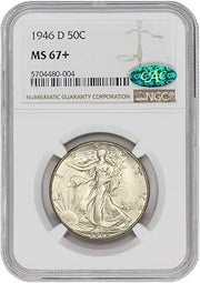 1946 D American Silver Walking Liberty Half Dollar MS-67+ $0.50 NGC MS67+ | CAC