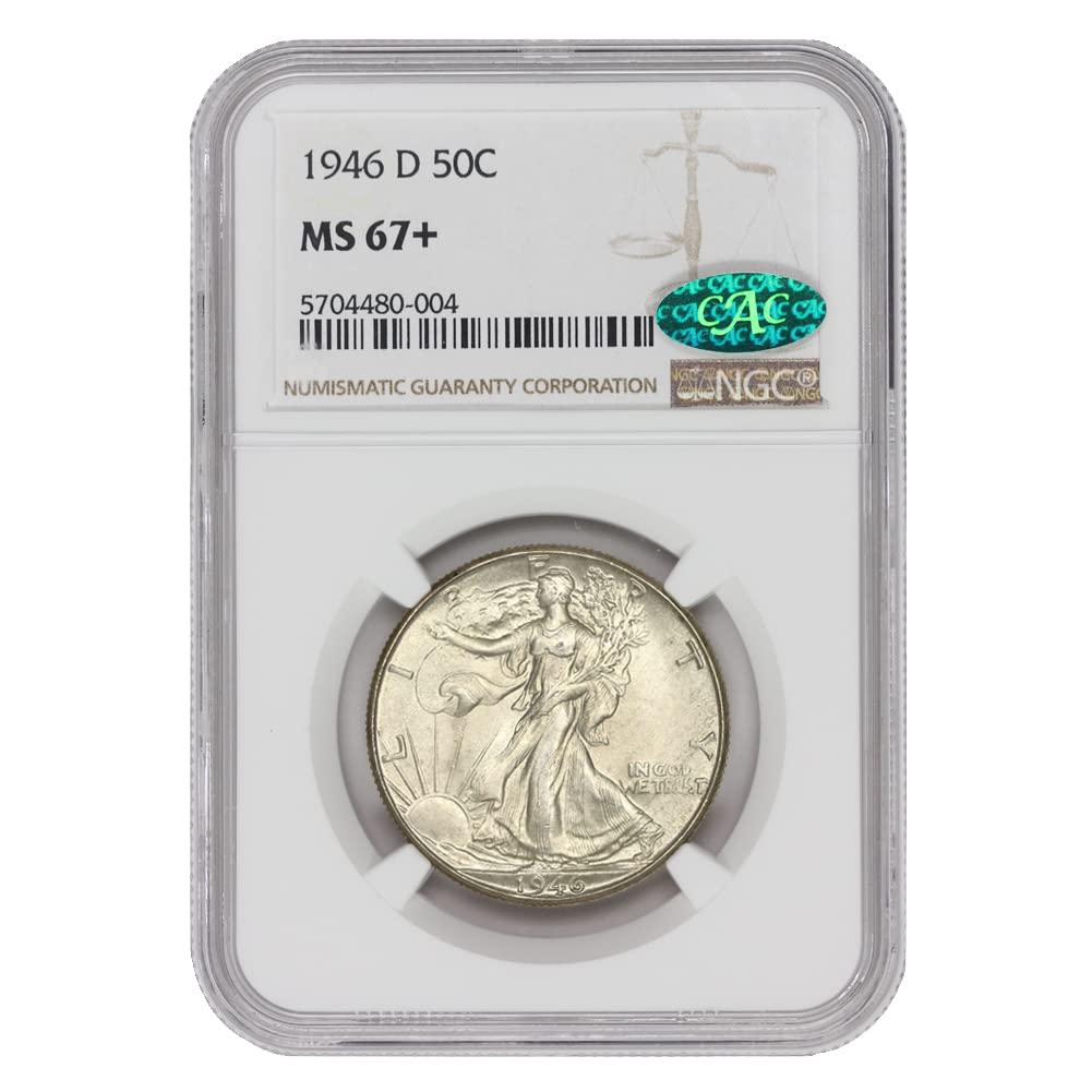 1946 D American Silver Walking Liberty Half Dollar MS-67+ $0.50 NGC MS67+ by MINT STATE GOLD – Silver