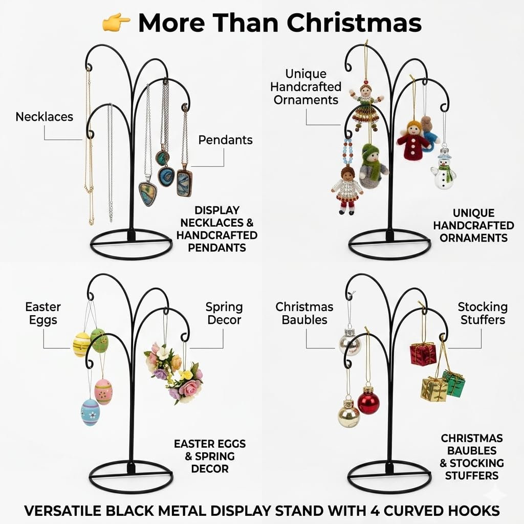HOHIYA Ornament Display Stand, 12 Inch Iron Holder, Black