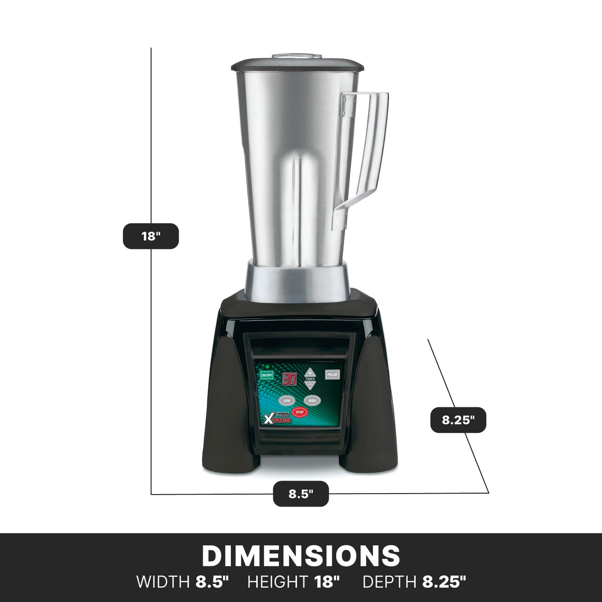 Blender with Electronic Keypad by Waring – 64 Ounce Stainless Steel Jar, 64.0 fluid_ounces, Plastic, Stainless Steel Container, Model MX1100XTS