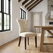 Upholstered Dining Chair Parsons Style by Furnifact – Wood, Mahogany, Pack of 2