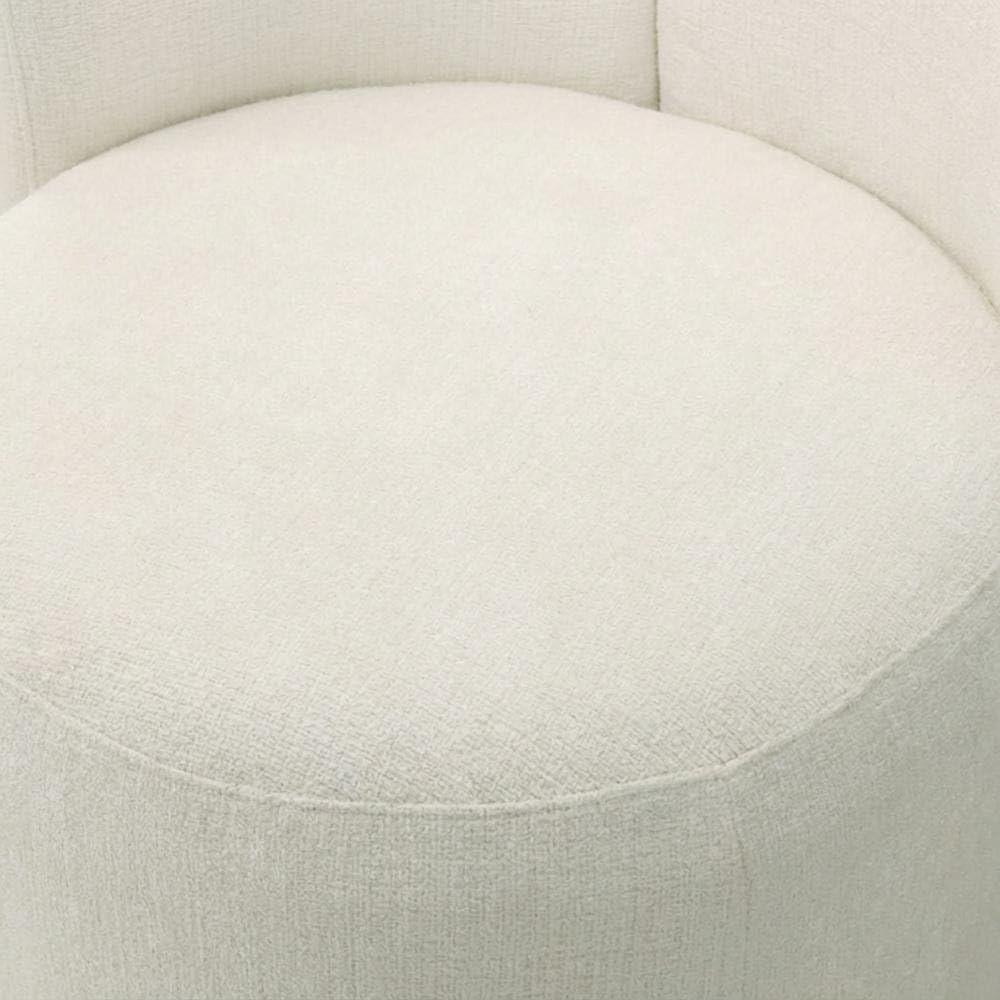 Chenille-Upholstered Side Chair with Swivel by Furnifact – Wood, White, Pack of 2