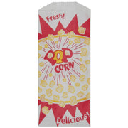 Single-Serve Popcorn Graphic Paper Food Bag - 3 1/2"L x 2"D x 8"H 1000 per Case by FISCHER PAPER PRODUCTS – One Size, Paper, White, Pack of 1000