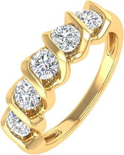 1 Carat (ctw) Channel Set 5-Stone Diamond Wedding Band Ring in 10K Gold