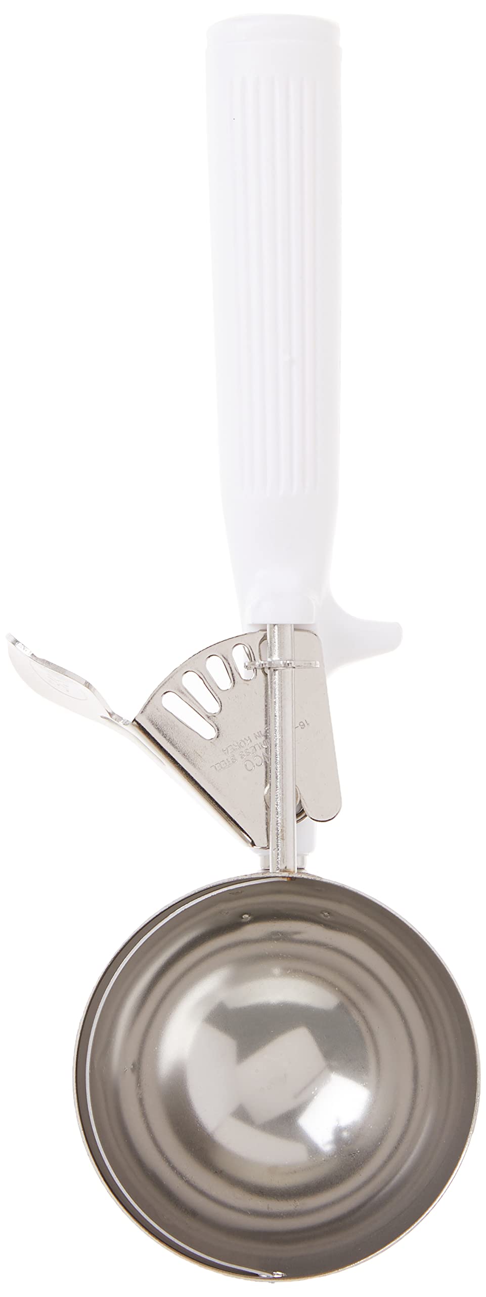 Ice Cream Disher with White Handle by Winco – 5.5 ounces, Stainless Steel, Model ICOP-6