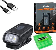 Fenix E04R 300 Lumen Clip-on Rotatable, Body Worn, White/red, Safety Flash, Rechargeable LED Flashlight w/EdisonBright Acc case Bundle (Black)