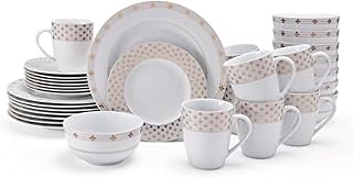 Mikasa Modern Petals Metallic Gold 32 Piece Dinnerware Set, Service For 8