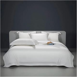 UOIO Premium Quality 4Pcs 1200TC Luxury Soft Comfortable Bedding set Silver King White Embroidery Duvet Cover Bed Sheet Pillowcases,cotton duvet