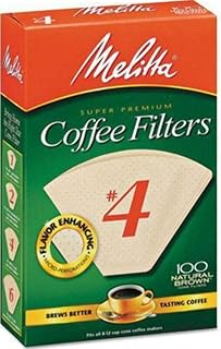 Melitta #4 Cone Coffee Filters, Unbleached Natural Brown, 100 Total Filters Count