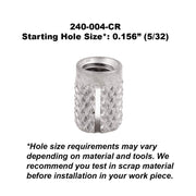 E-Z LOK 4-40 Pack of 10 / One Size / Silver Nut Inserts