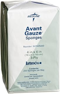 Medline Avant Gauze Sponges, Non-Woven, Non-Sterile, 4x4 in, 3 Ply, 200 Count