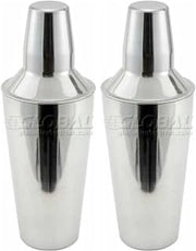 Winco 28 oz Classic Stainless Steel Bar 3-Piece Shaker Set (Pack of 2)