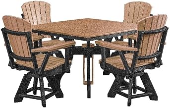 American Furniture Classics Model DS130CBK-K Five Piece Square Dining Height Dining Set in Cedar with a Black Base, Made in the USA