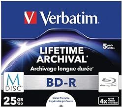 Verbatim 43823 25GB 4X M-Disc BD-R - 5 Pack Jewel Case